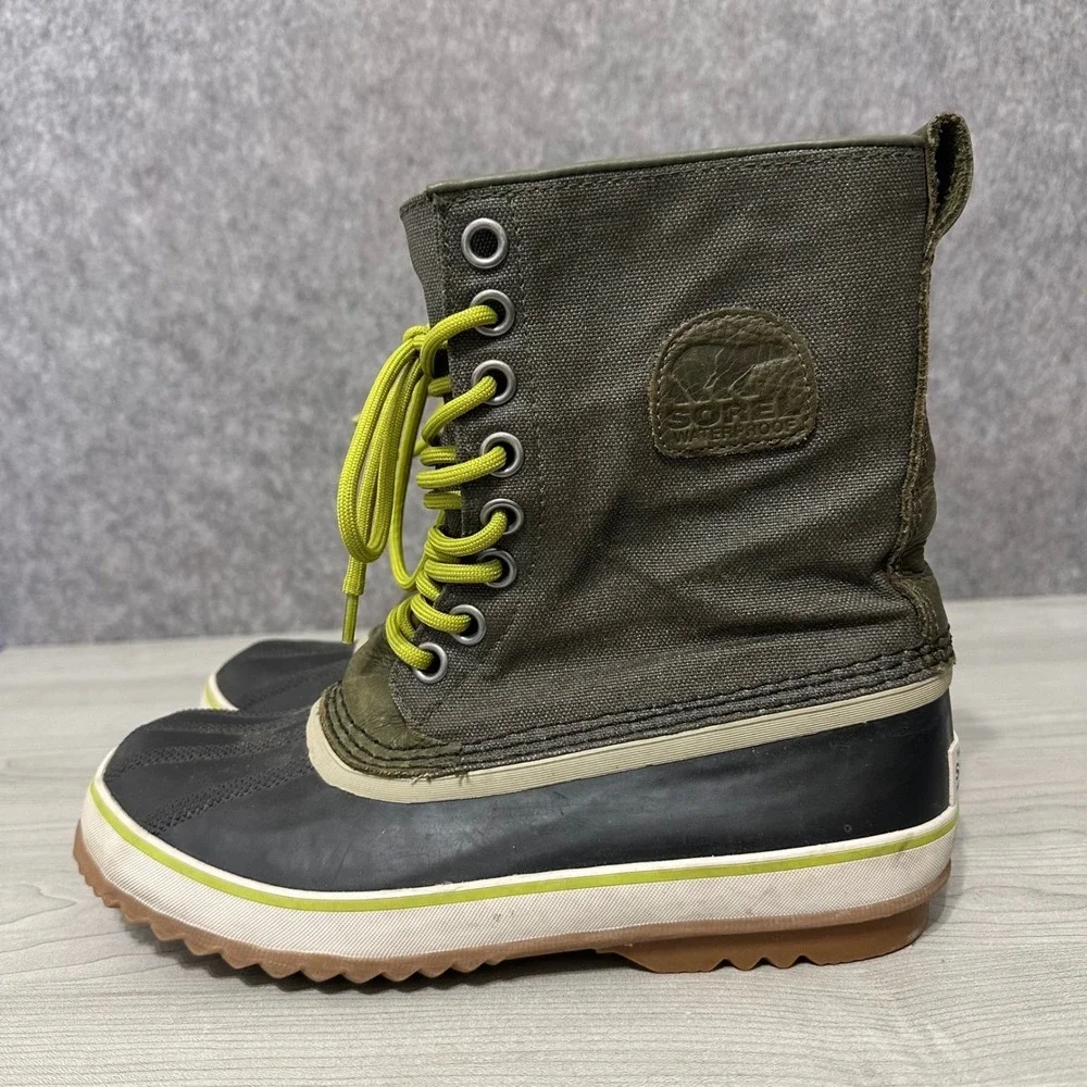 Sorel‎ 1964 Premium CVS Boots Womens Size 8 Olive Green Waterproof Canvas